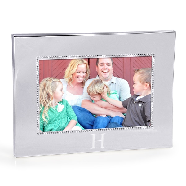 Personalized Horizontal Beaded Silver Picture Frame (4x6) - 4 x 6