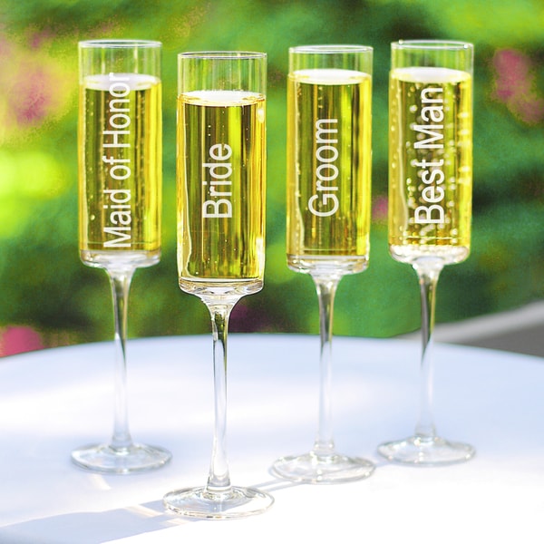 Wedding Party Contemporary Champagne Flutes (Set of 4)