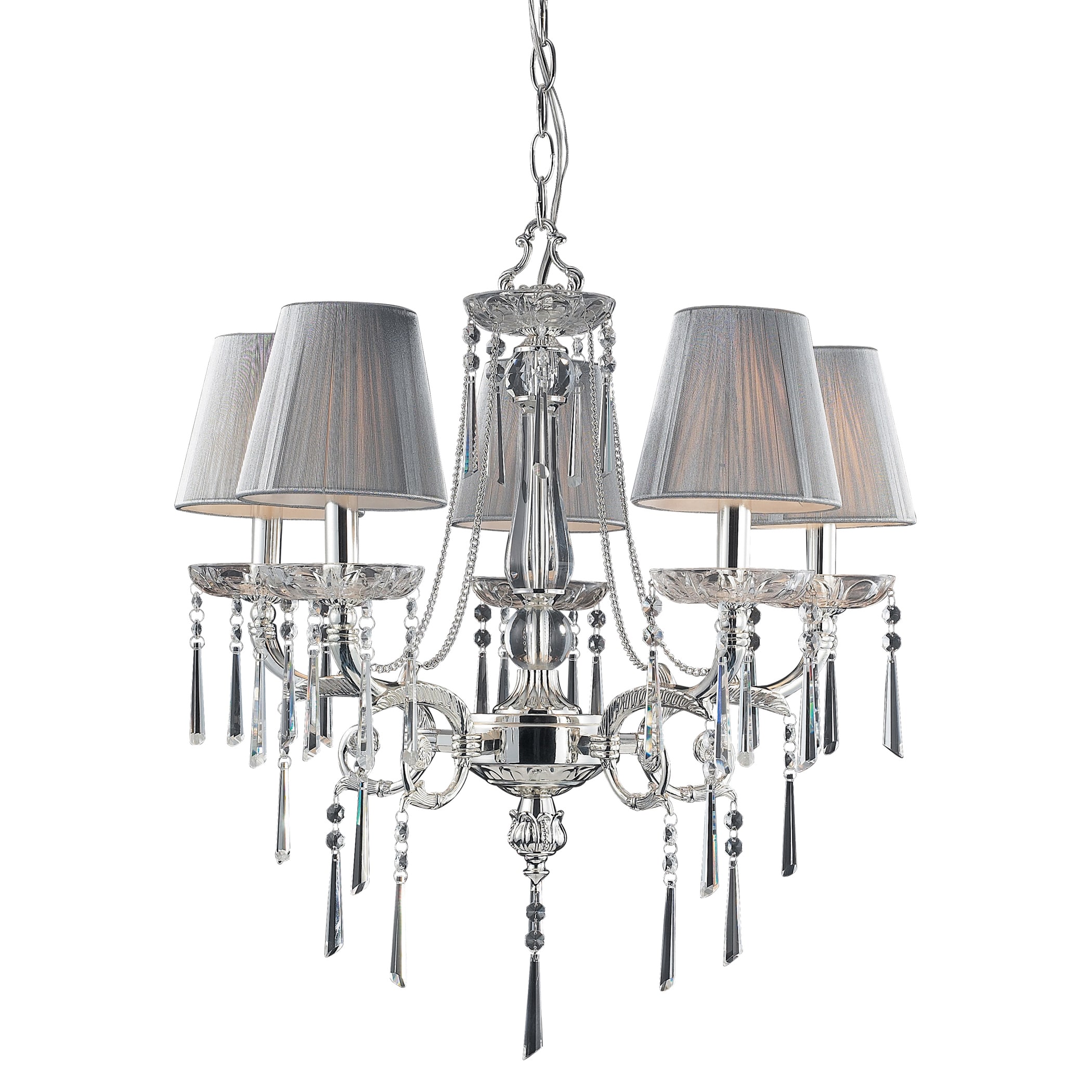 Elk Lighting Princess 5-light Polished Silver Chandelier (Polished Glass with Iced Glass) - Chandeliers For Bedrooms by Overstock.com