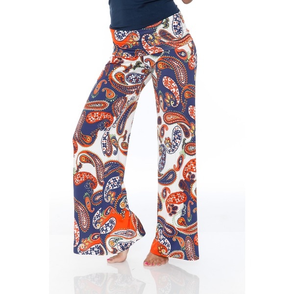 White Mark Women's Multi-color Palazzo Pants
