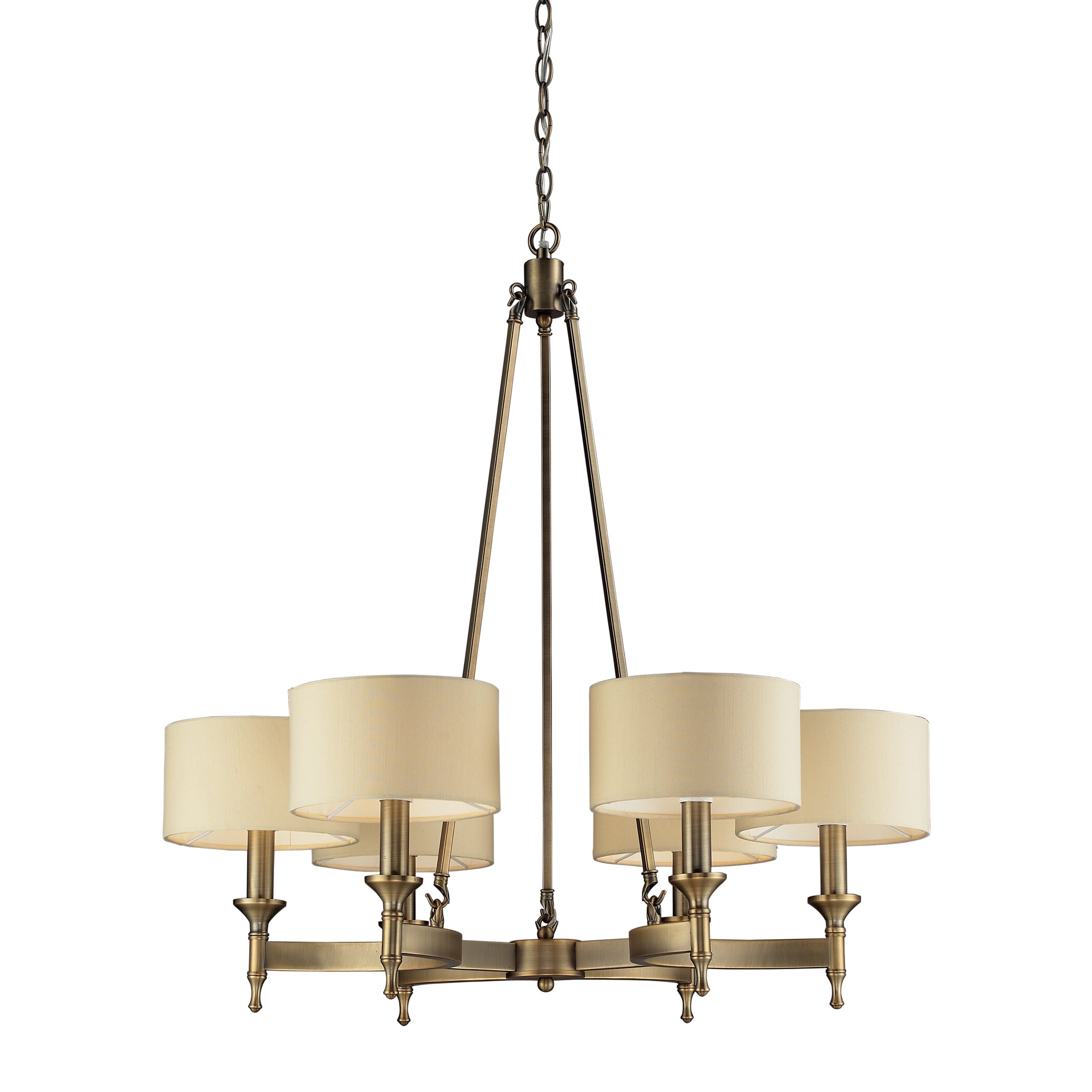 Elk Lighting Pembroke 6-light Antique Brass and Silver Drum Shade Chandelier (Pembroke Antique Brass Chandelier) - Chandeliers For Bedrooms by Overstock.com