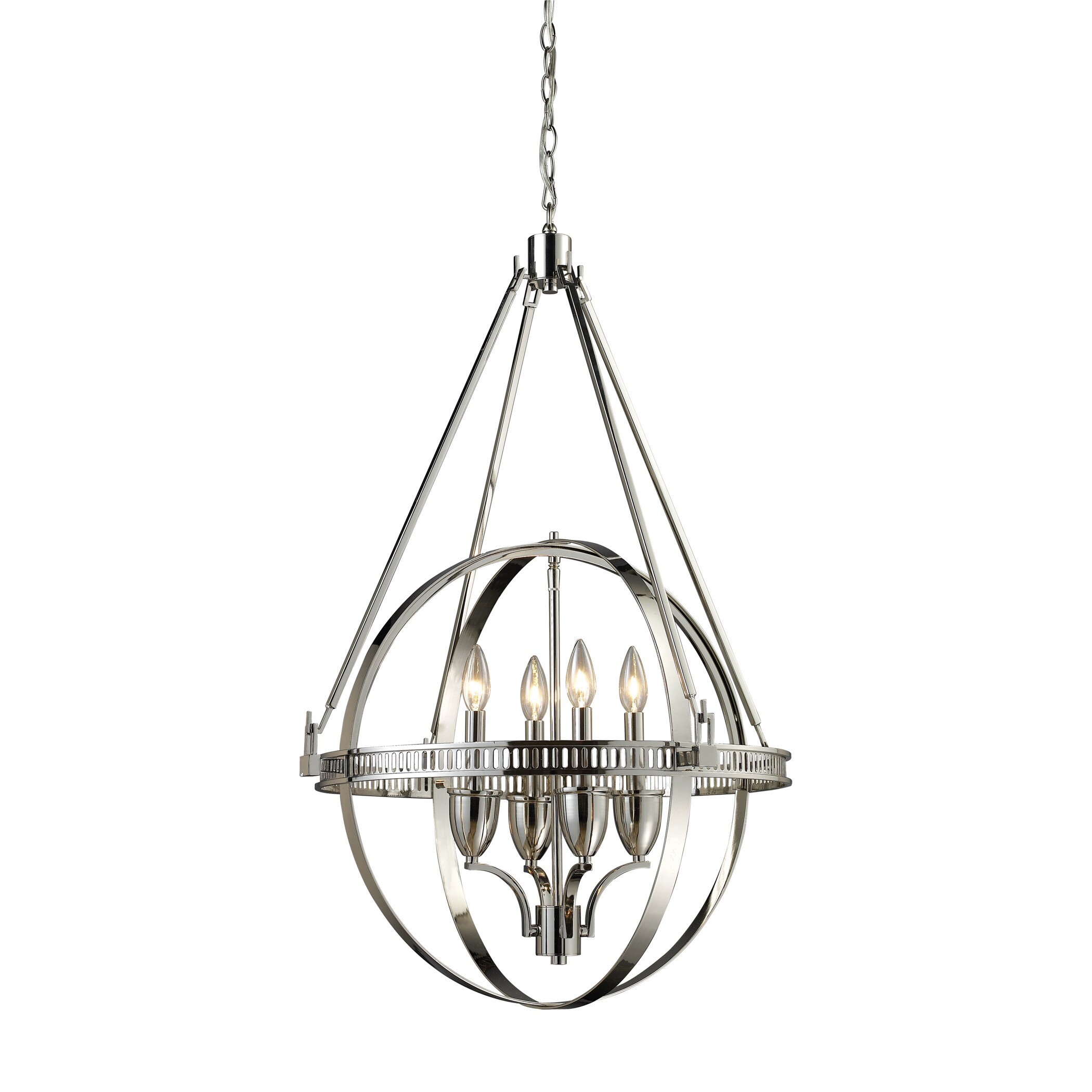 Elk Lighting Hemispheres Polished Nickel 4-light Chandelier - Silver (Hemispheres Polished Nickel Chandilier) - Chandeliers For Bedrooms by Overstock.com
