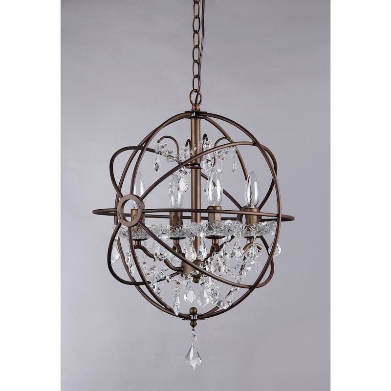 Edwards Antique Bronze 16-inch 4-light Crystal Chandelier