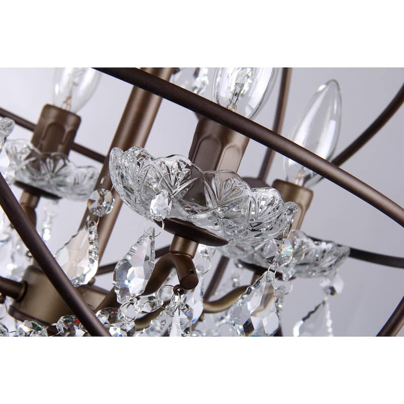 Edwards Antique Bronze 16-inch 4-light Crystal Chandelier