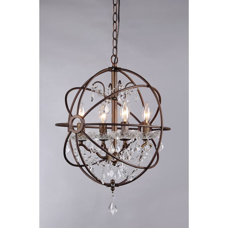 Edwards Antique Bronze 16-inch 4-light Crystal Chandelier