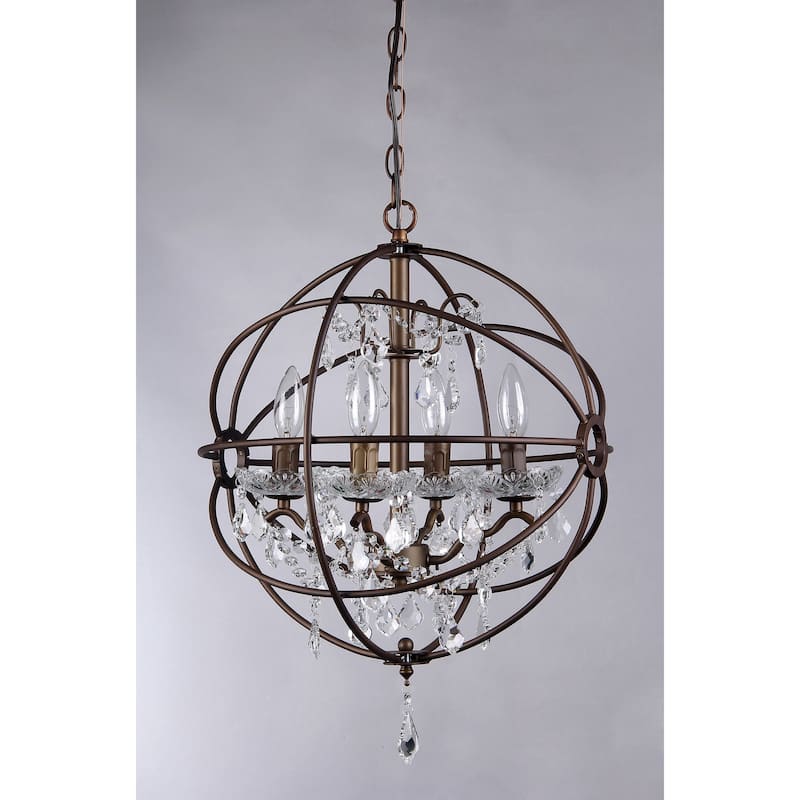 Edwards Antique Bronze 16-inch 4-light Crystal Chandelier
