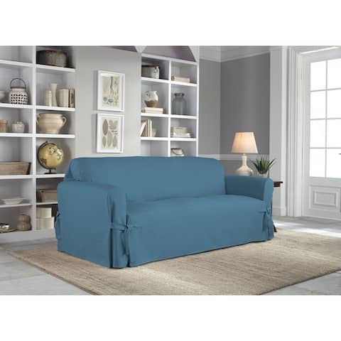 Blue Sofa Couch Slipcovers Online At Our Best Tailor Fit Relaxed Cotton Duck Sofa Slipcover