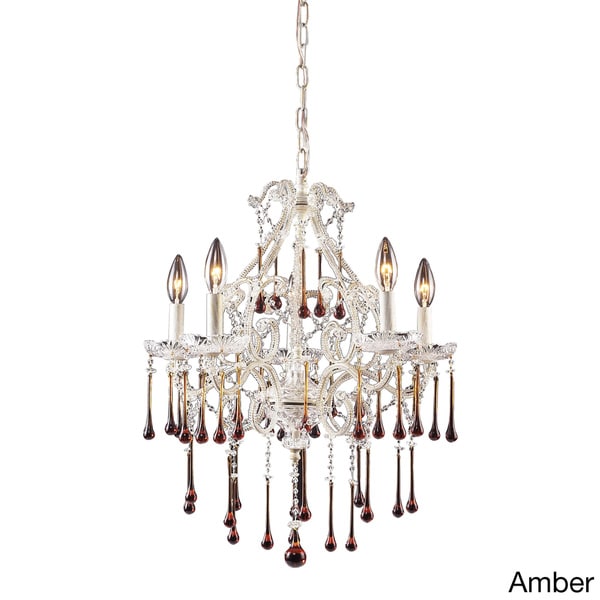 Elk Lighting Opulence 5 light Chandelier In Antique White And Crystal