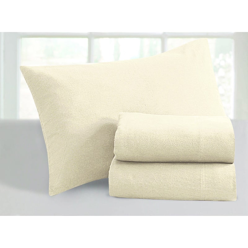 Ultra-soft 5-ounce Solid Flannel Deep Pocket Bed Sheet Set - Ivory - Extra Deep Pocket/Deep Pocket - 4 Piece - King