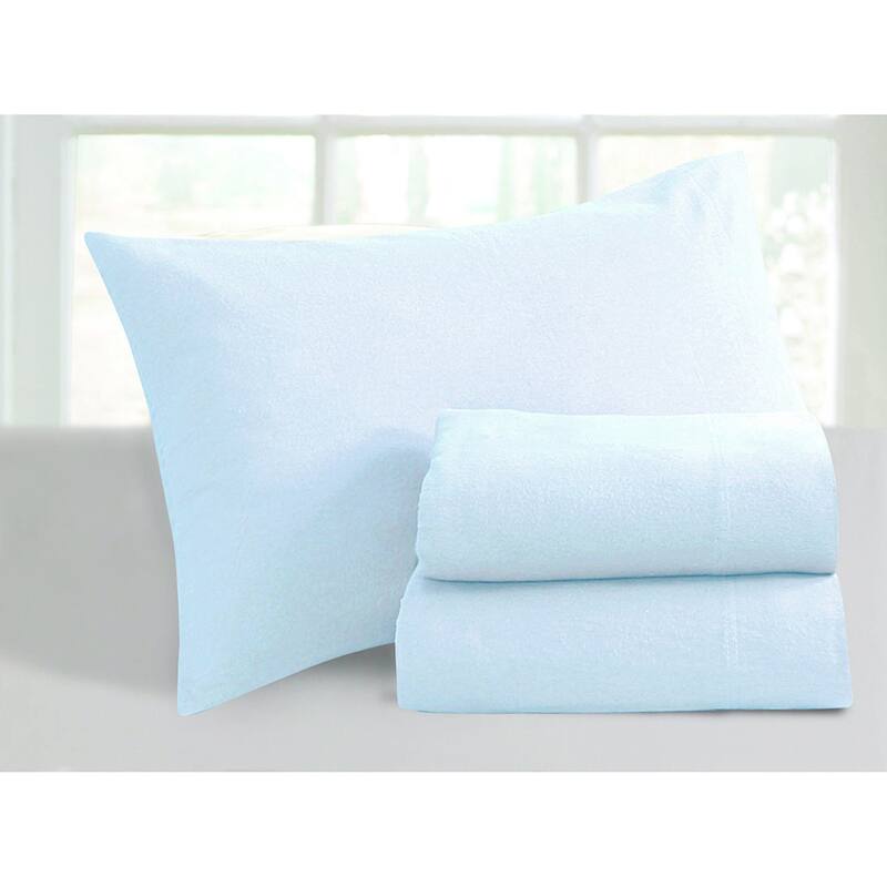 Ultra-soft 5-ounce Solid Flannel Deep Pocket Bed Sheet Set - Sky Blue - Extra Deep Pocket/Deep Pocket - 4 Piece - King