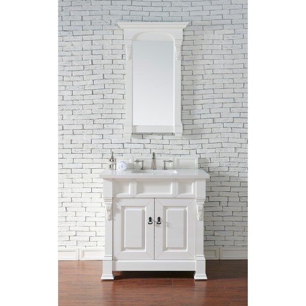 Brookfield 36" Cottage White Single Vanity with 2 CM Absolute Black Rustic Granite Top