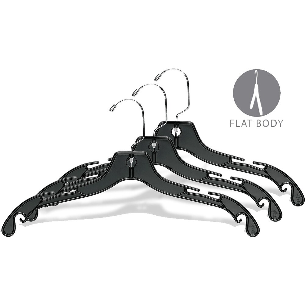 Classic Plastic Combo Hanger with Adjustable Clips, Flat Hangers with Notches and Swivel Hook (Clear/50)