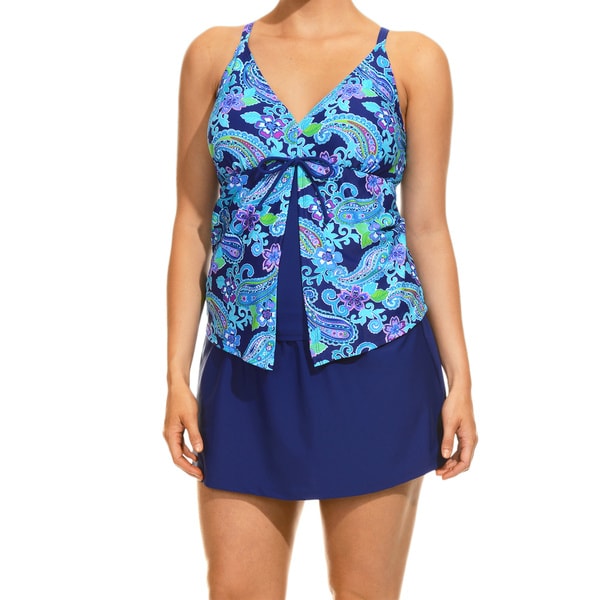 Women's Party Paisley Aqua Tankini Top and Bottom - 16696443 ...