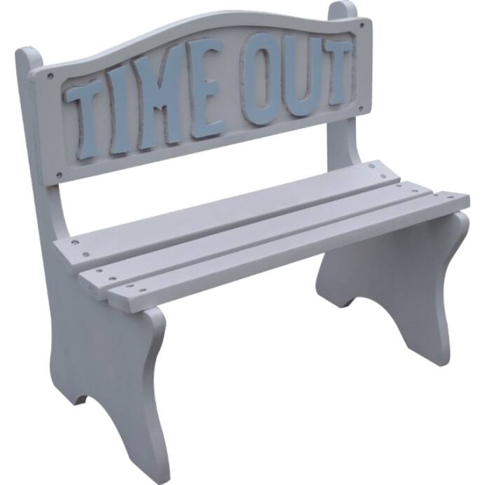 Time Out Kids White Frame With Blue Lettering Bench - Overstock - 9518299