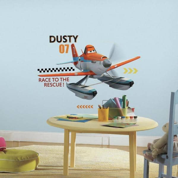 slide 1 of 1, Planes Fire & Rescue Dusty Peel and Stick Giant Wall Decals