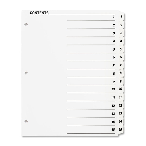 Shop Sparco Quick Index Dividers w/Table Of Cont. Page - 15/ST - Free ...