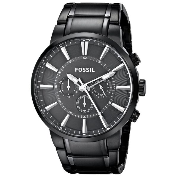 Shop Fossil Men's Black Stainless-Steel Analog Quartz Watch with Black
