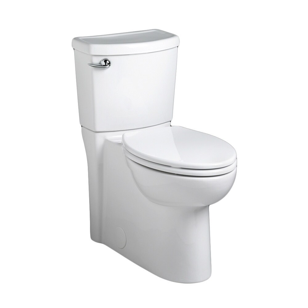 White White American Standard Cadet 3 Compact Right Height Elongated Flowise Two-Piece High Efficiency Toilet with 12-Inch Rough-In