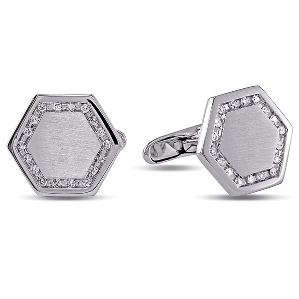 Miadora Signature Collection 14k White Gold 1/2ct TDW Diamond Cufflink (H-I, I1-I2)