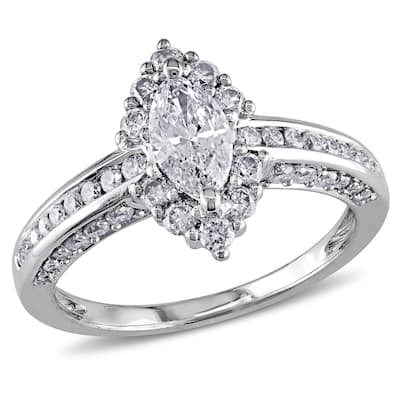 Miadora Signature Collection 14k White Gold 1 1/4ct TDW Marquise Diamond Engagement Ring