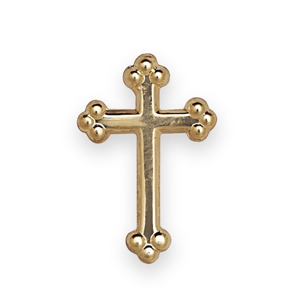 Shop 14k Yellow or White Gold Budded Cross Lapel Pin On Sale Free