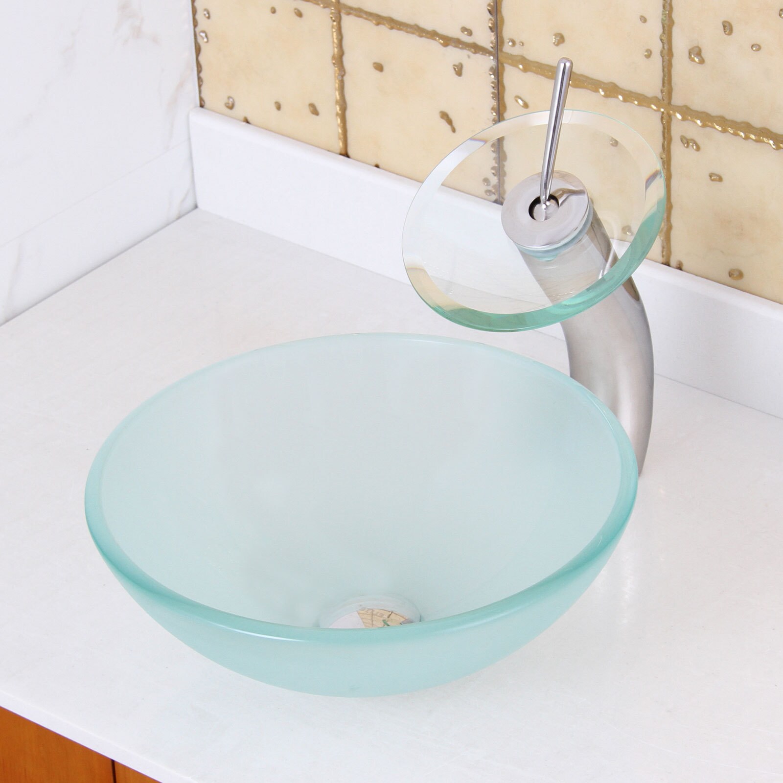FA Bathroom Tempered Glass Vessel Snks Basn Bowl Combo Mxer Faucet Dran Set | eBay