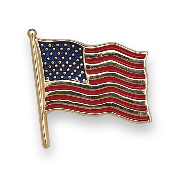 Shop 14k Yellow or White Gold Enamel American Flag Lapel Pin - On Sale ...