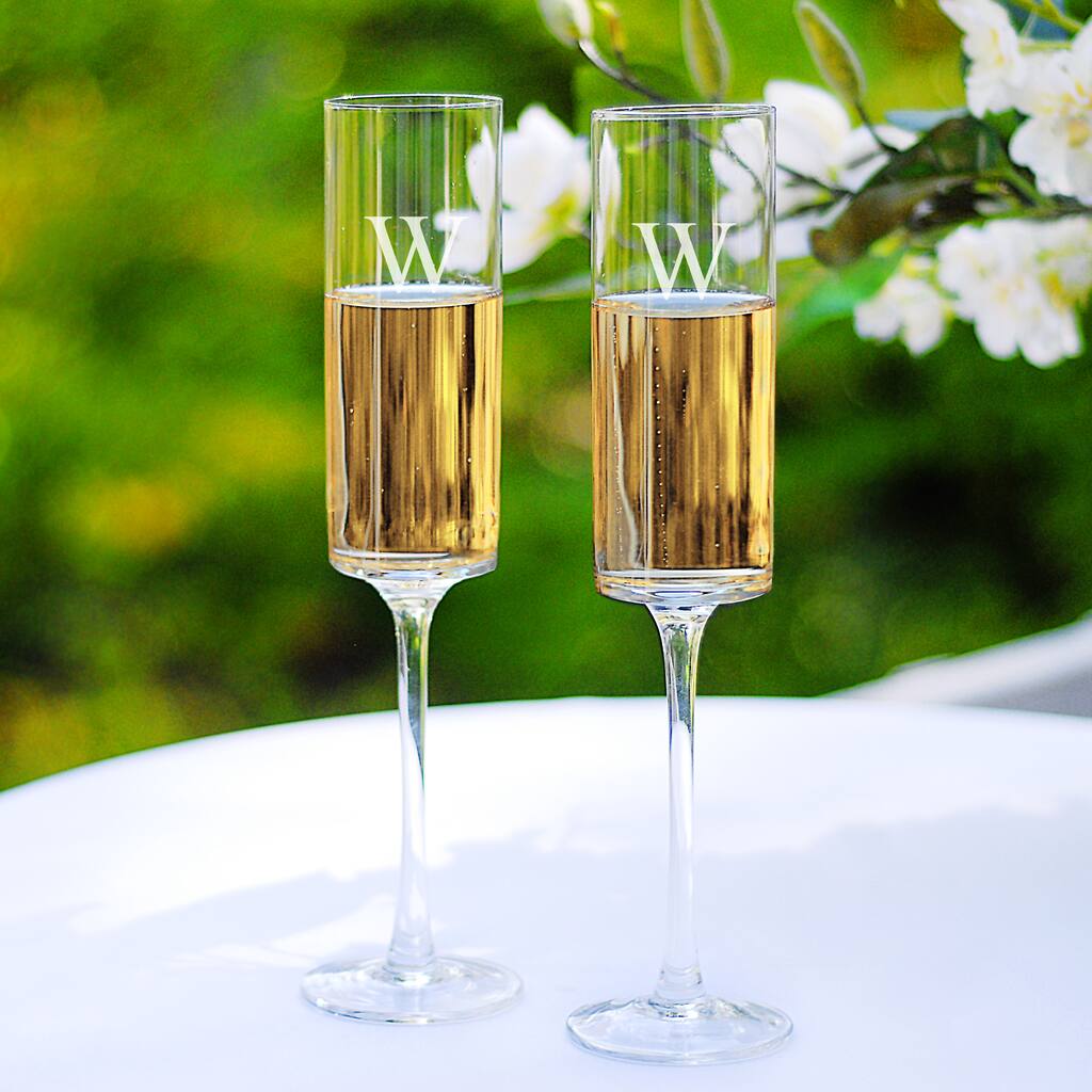 Personalized Contemporary Champagne Flutes