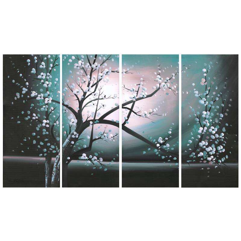 Blossoming in the Moonlight" 4-piece Wall Art Canvas
