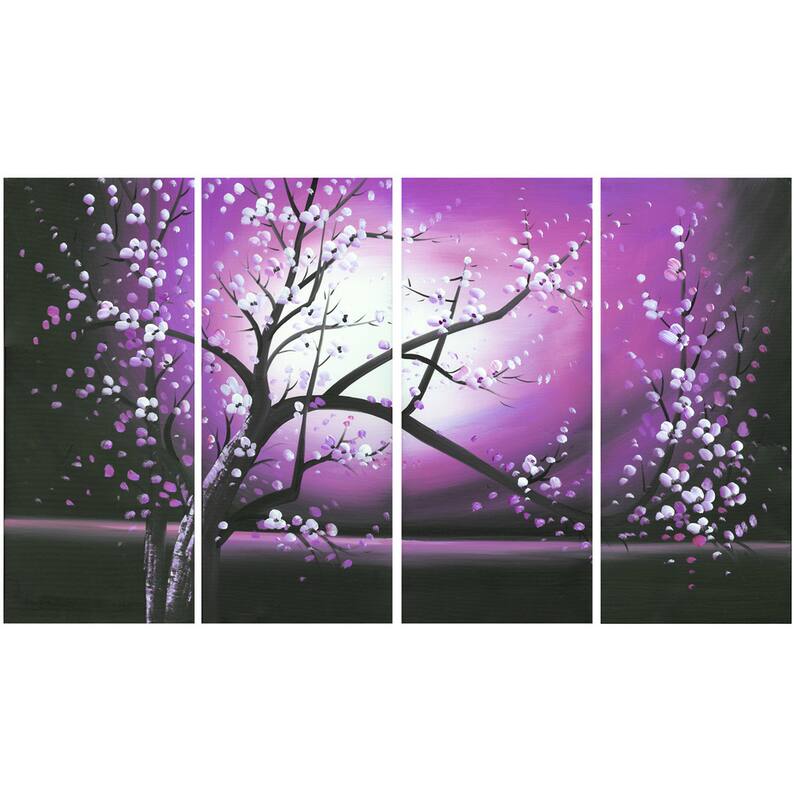 Blossoming in the Moonlight" 4-piece Wall Art Canvas