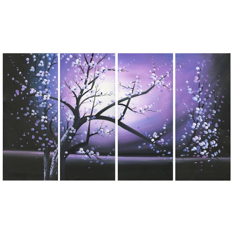 Blossoming in the Moonlight" 4-piece Wall Art Canvas