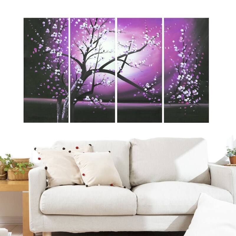 Blossoming in the Moonlight" 4-piece Wall Art Canvas