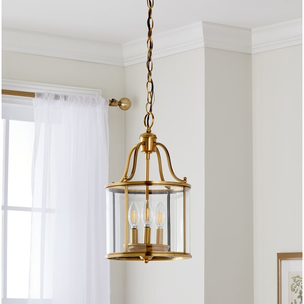 Safavieh Lighting 10-inch Adjustable 3-Light Sutton Place Small Brass Pendant Lamp