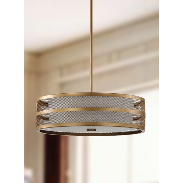 Safavieh Lighting 20-inch Adjustable 4-Light Greta Veil Gold Pendant Lamp - 19.75" x 19.75 " x 9-45"