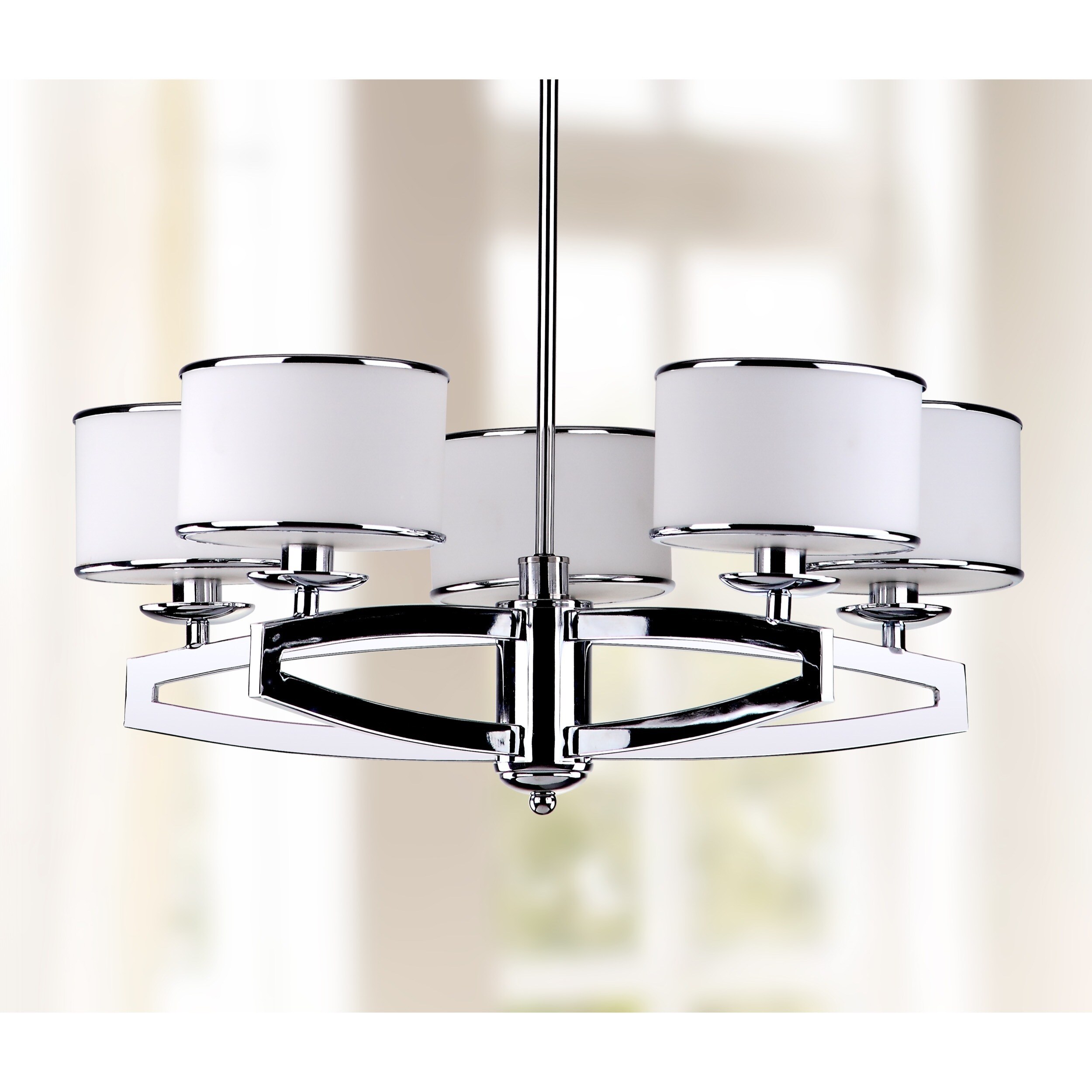 Safavieh Lighting Lenora Adjustable 5-light Chrome Drum Pendant (LIT4208A) - Chandeliers For Bedrooms by Overstock.com