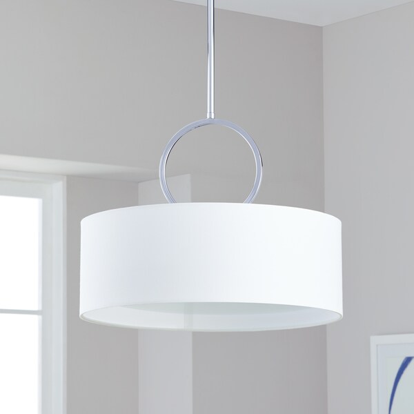 Safavieh Lighting 18-inch Adjustable 3-Light Debonair Chrome Drum Pendant Lamp