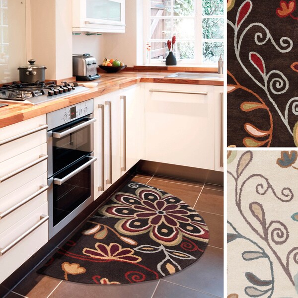 Shop Handtufted Peacock Floral Wool Area Rug (2' x 4' Hearth) On