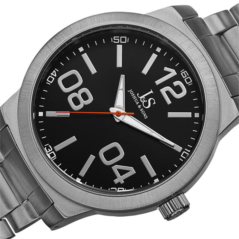 Joshua & Sons Bold Men's Quartz Large Arabic Numerals Bracelet Watch