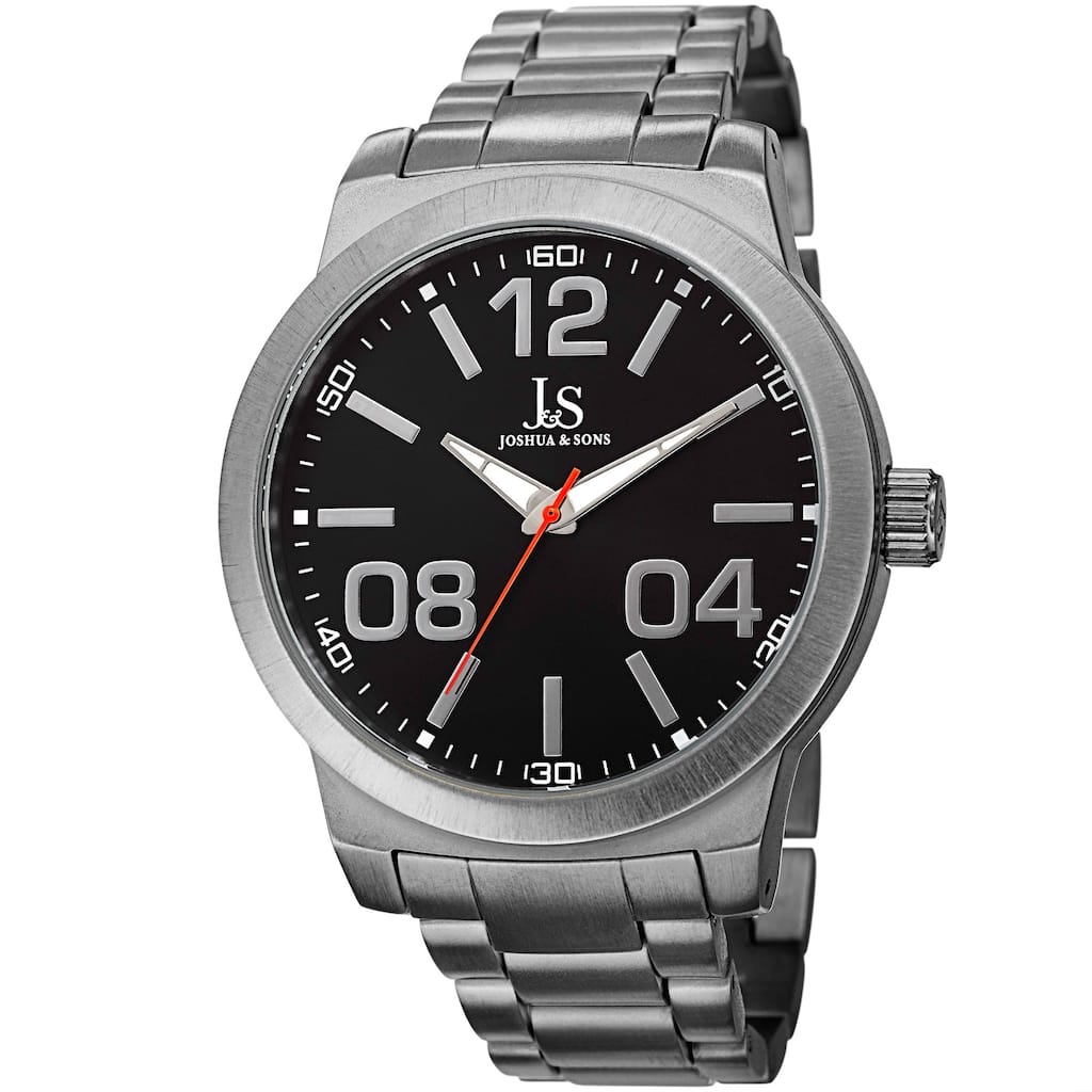 Joshua & Sons Bold Men's Quartz Large Arabic Numerals Bracelet Watch