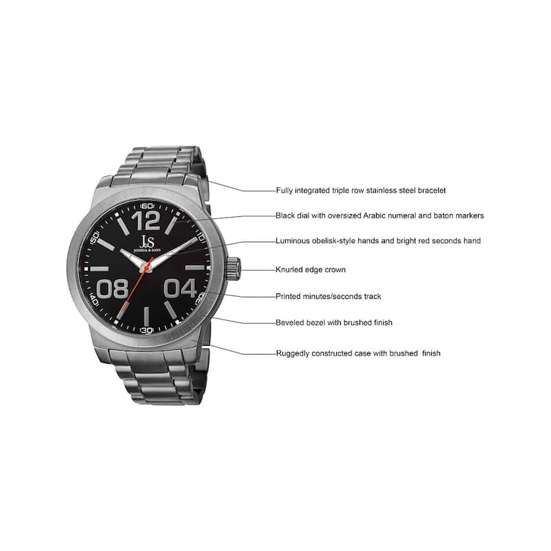 Joshua & Sons Bold Men's Quartz Large Arabic Numerals Bracelet Watch