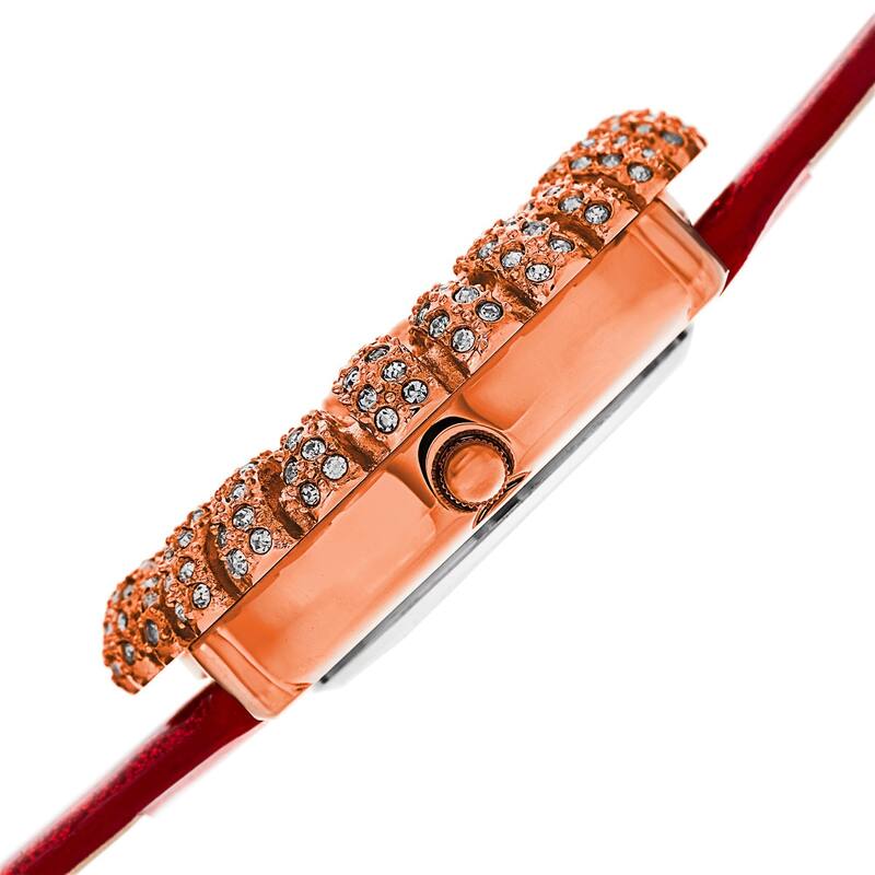 Burgi Women's Sparkling Quartz Watch with Leather Strap