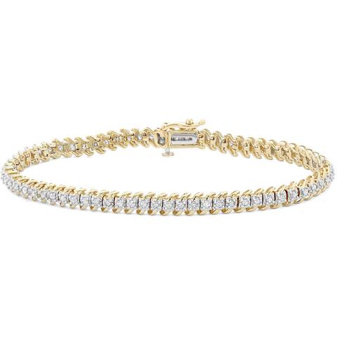 10k Gold 1ct TDW Diamond Link Tennis Bracelet - 9'6" x 13'6" - 9'6" x 13'6"