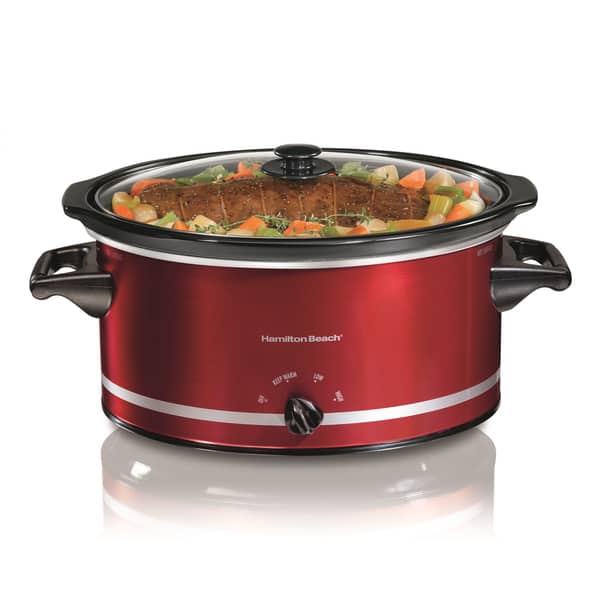 Hamilton Beach 8-Quart Red Oval Slow Cooker with Keep Warm Setting