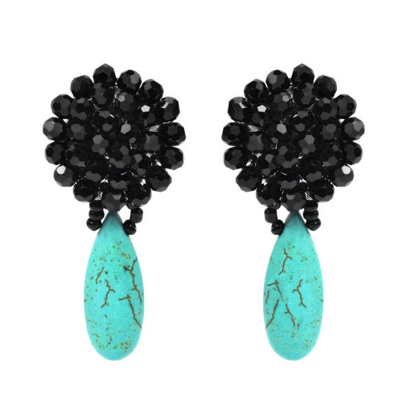 Shop Handmade Black Chrysanthemum Crystal Drop Earrings (Thailand) - On ...