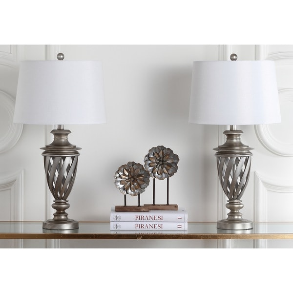 Safavieh Lighting 28.5-inch Byron Urn Antiqued Silver Table Lamp (Set of 2)