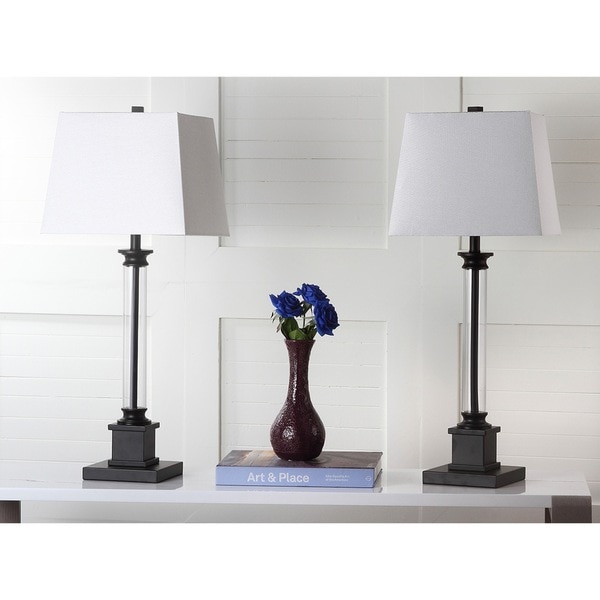 Safavieh Lighting 31-inch Davis Clear/ Black Table Lamp (Set of 2) - 12.5"x12.5"x30.5"