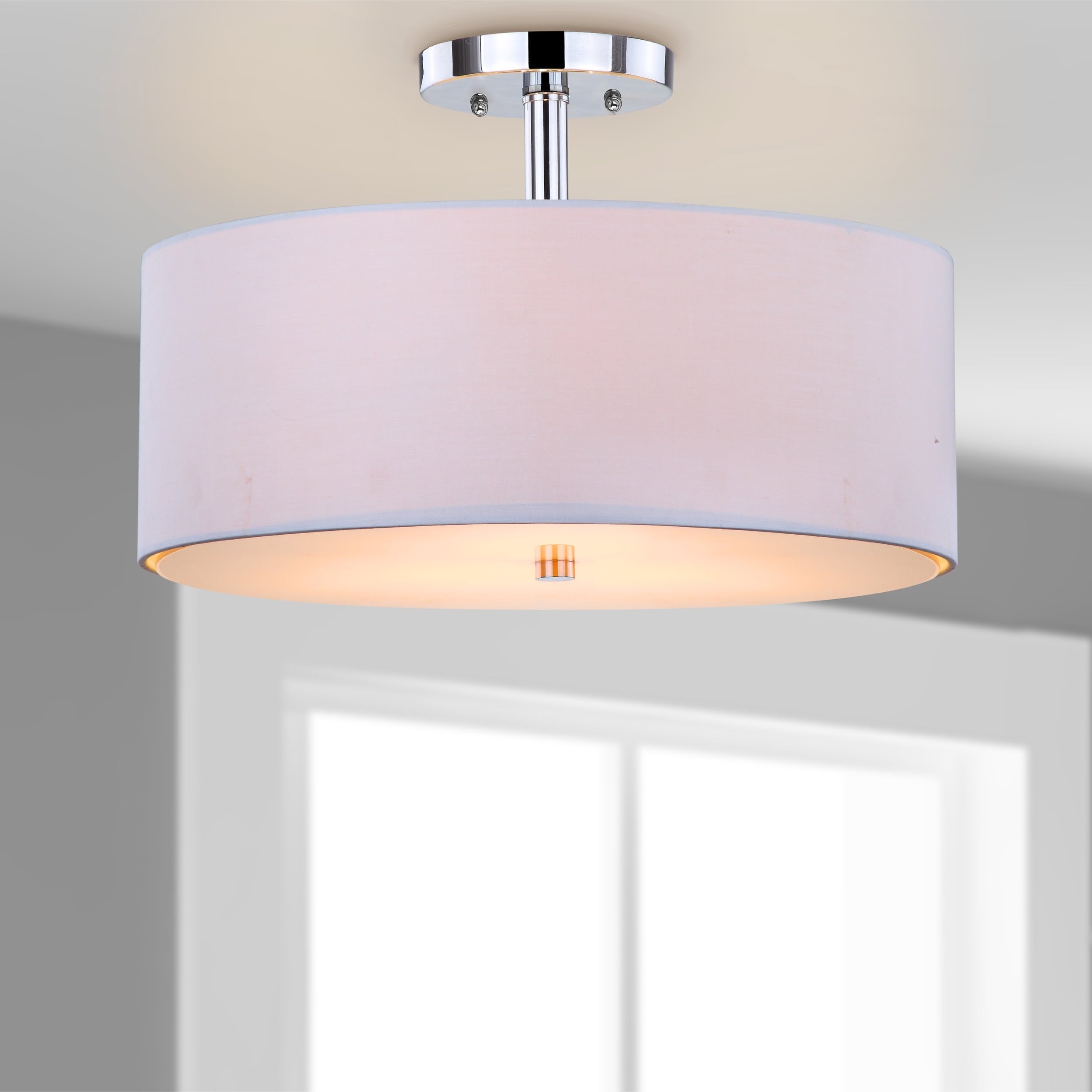 Safavieh Lighting Clara 3 Light Chrome Ceiling Drum Safavieh Lighting Clara 3 Light Chrome Ceiling Drum