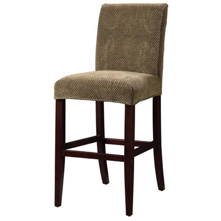 Powell Brown and Tan Checked Chenille Parson Chair Slipcover Bed