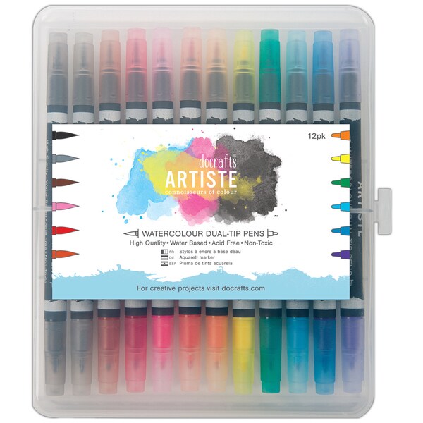 Artiste Watercolor Dual Tip Pens 12/Pkg-Brush & Marker