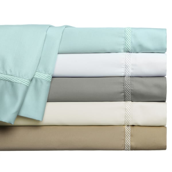 500 Thread Count Cotton Rich Hudson Manor Braid Hem 4 piece Sheet Set